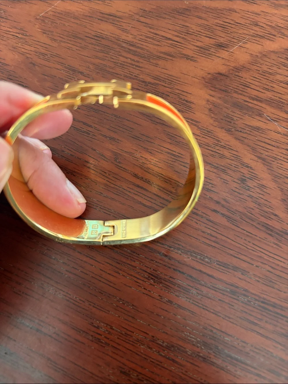 New H Stanley Polished Gold Hinged Bangle Bracelet